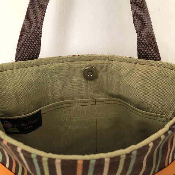 Brown Orange & Green Stripe Print y2k Purse - Picture 3 of 4